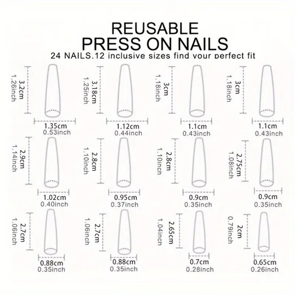 24Pcs Glossy Black Press On Nails Long Ballerina Fake Nails Minimalist Style - Picture 4 of 7